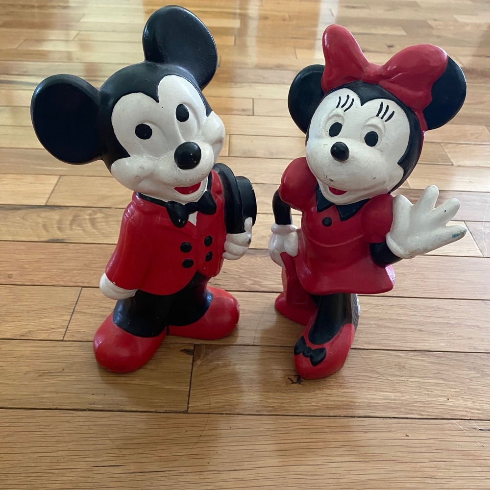 Vintage Mickey and Minnie Mouse Figurine Set Walt Disney Productions Red Black - Picture 2 of 8